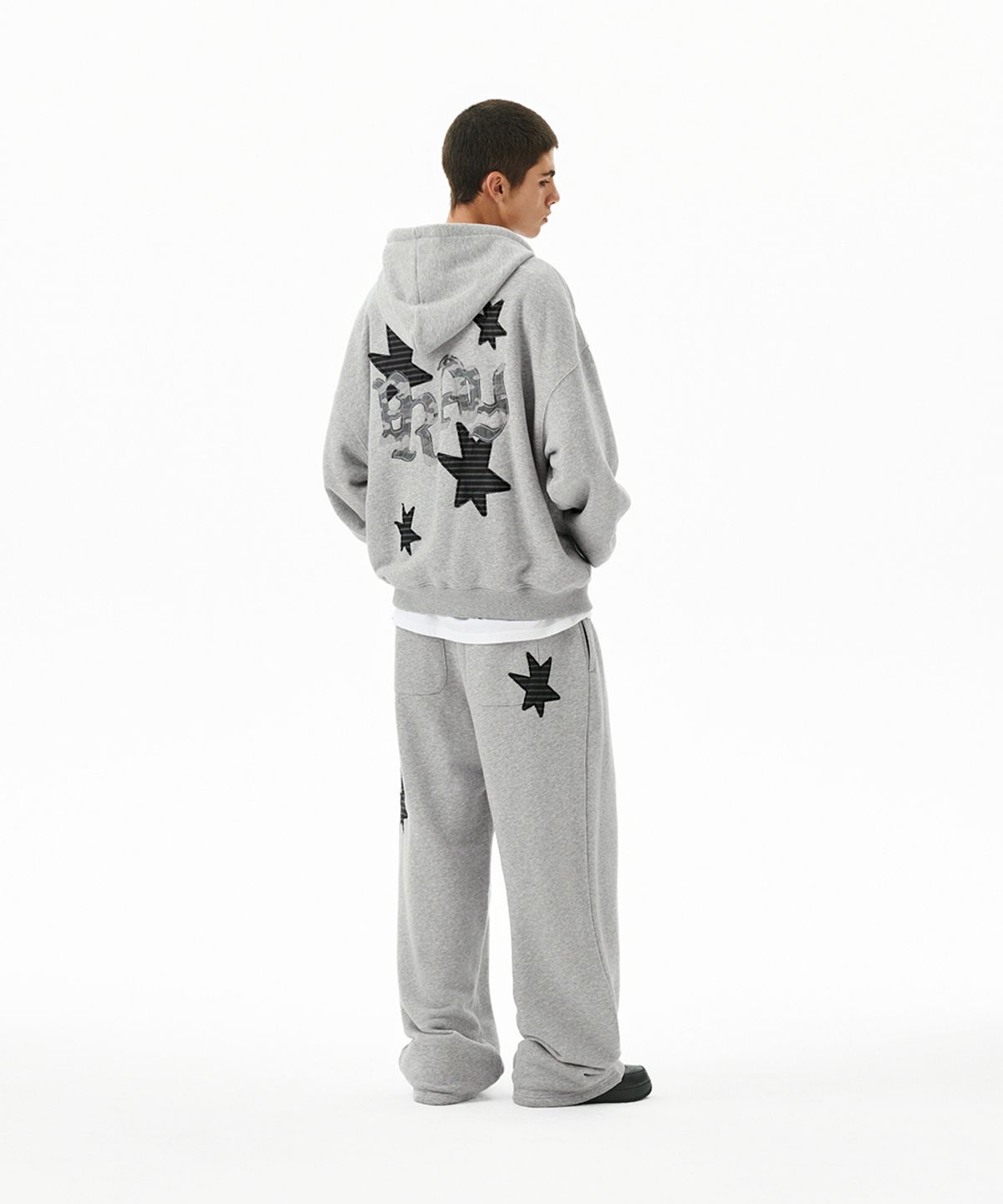 마하그리드(MAHAGRID) PRAY APPLIQUE ZIP UP HOODIE GREY(MG2FFMM495A)