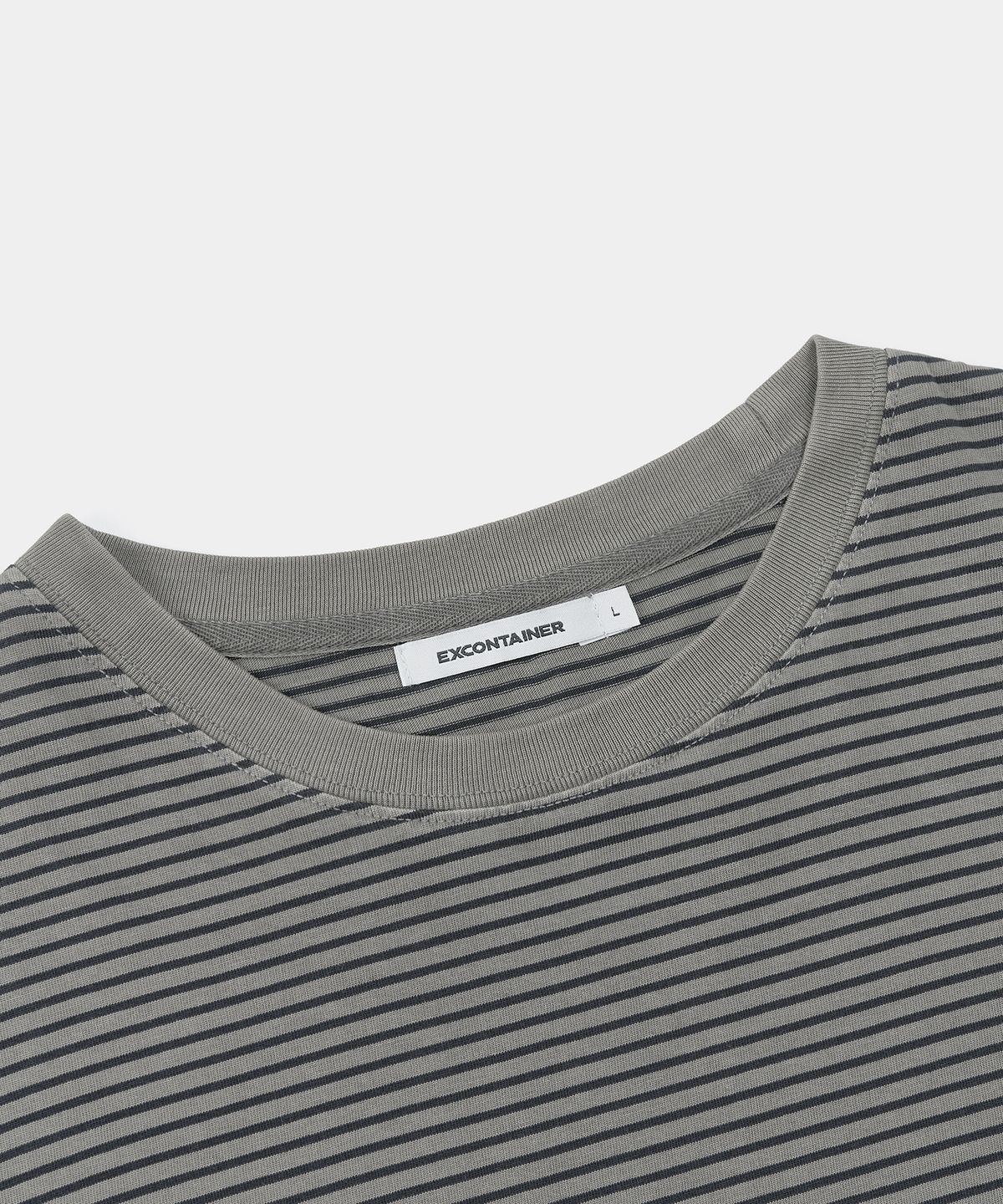 엑스컨테이너(EXCONTAINER) 빈티지 피그먼트 스트라이프 롱 슬리브 (GREY)