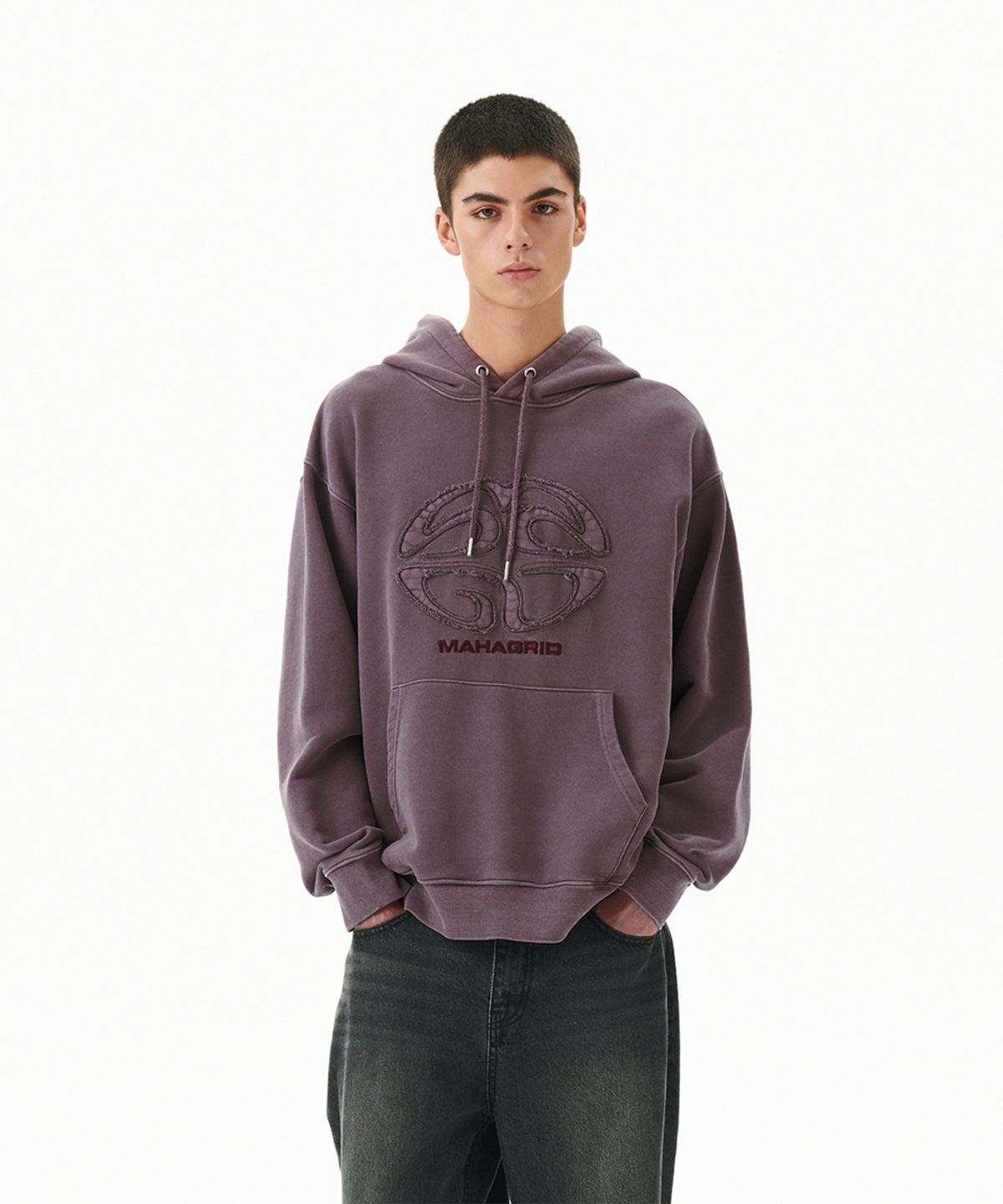 마하그리드(MAHAGRID) PIGMENT ECLIPSE LOGO HOODIE DEEP PURPLE(MG2FFMM411A)