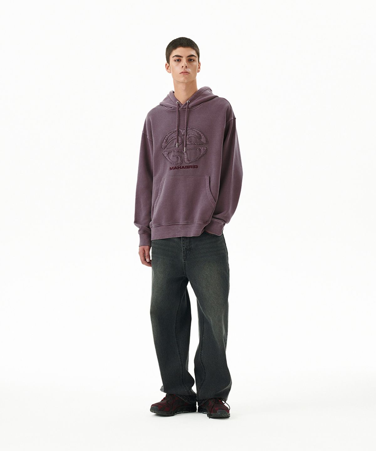 마하그리드(MAHAGRID) PIGMENT ECLIPSE LOGO HOODIE DEEP PURPLE(MG2FFMM411A)