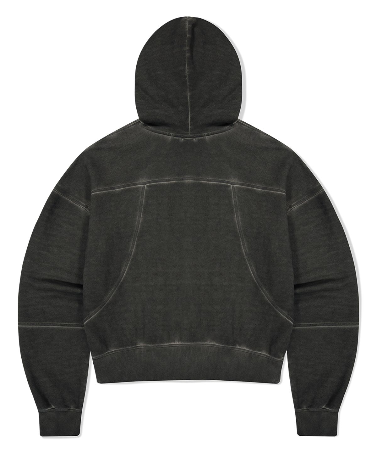 마하그리드(MAHAGRID) DYED CURVED SEAM CROP HOODIE CHARCOAL(MG2FFFM417A)
