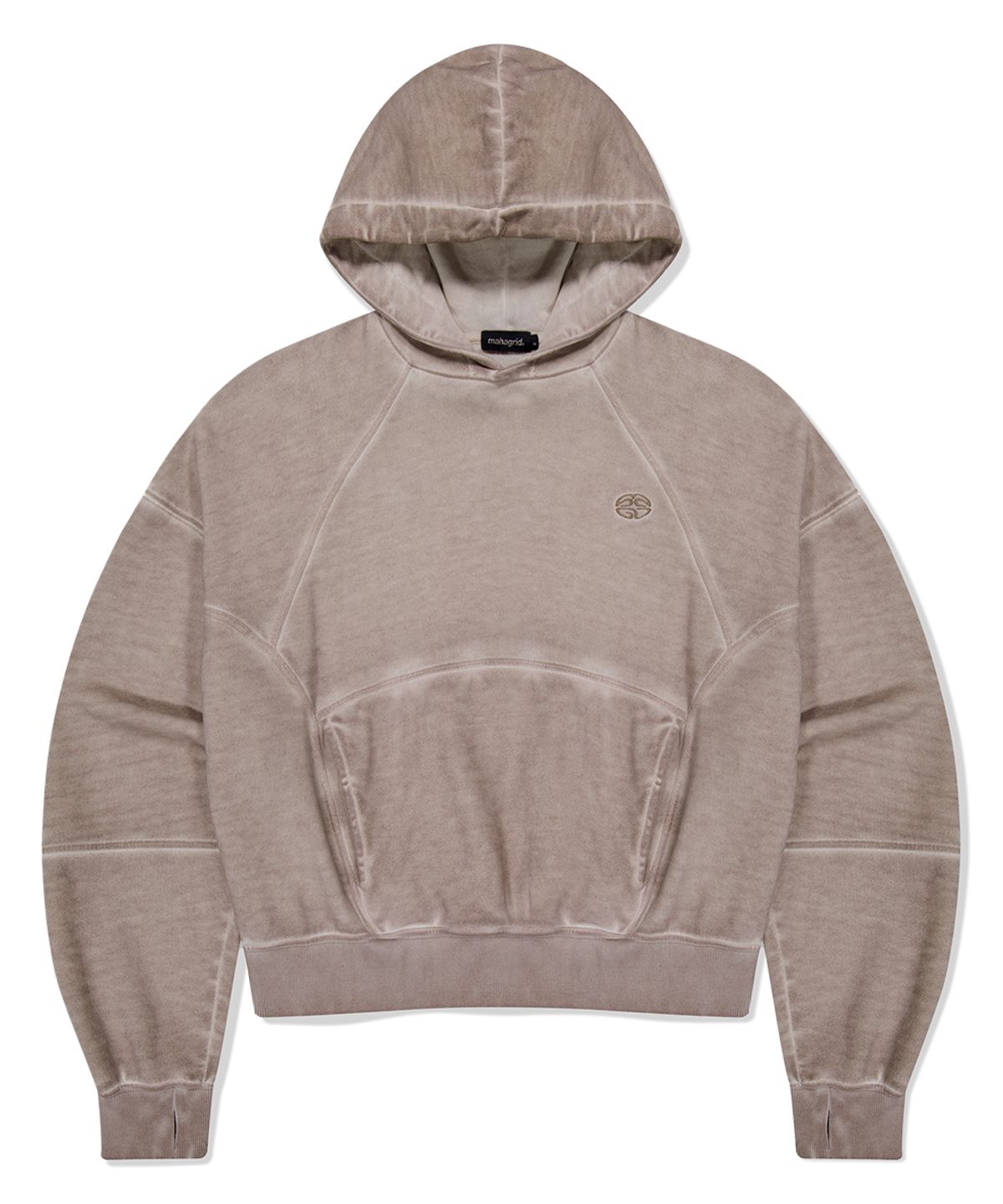 마하그리드(MAHAGRID) DYED CURVED SEAM CROP HOODIE BEIGE(MG2FFFM417A)