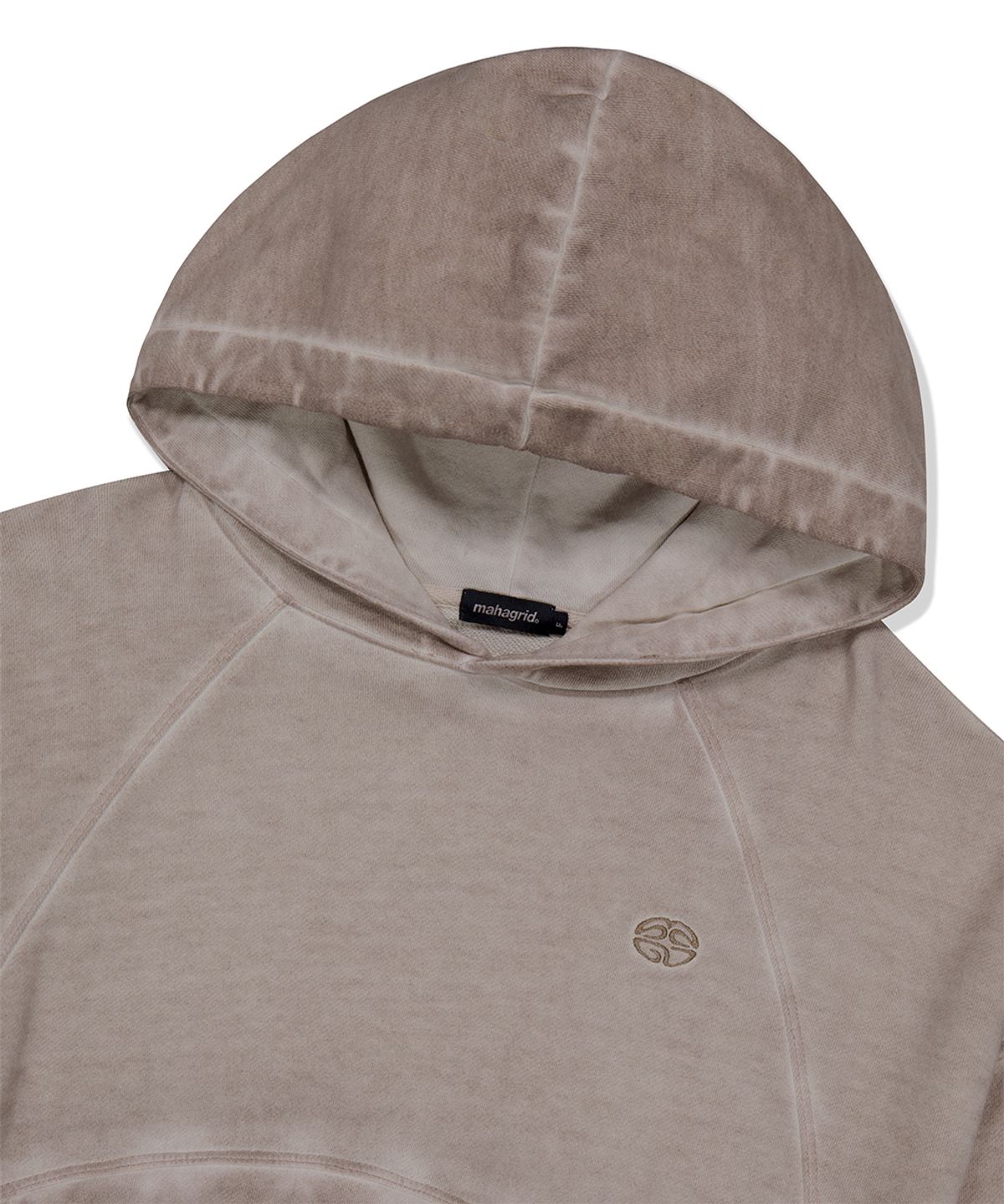 마하그리드(MAHAGRID) DYED CURVED SEAM CROP HOODIE BEIGE(MG2FFFM417A)
