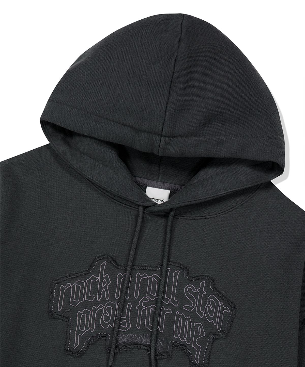 마하그리드(MAHAGRID) RAW CUT PRAY CROP HOODIE CHARCOAL(MG2FFFM418A)