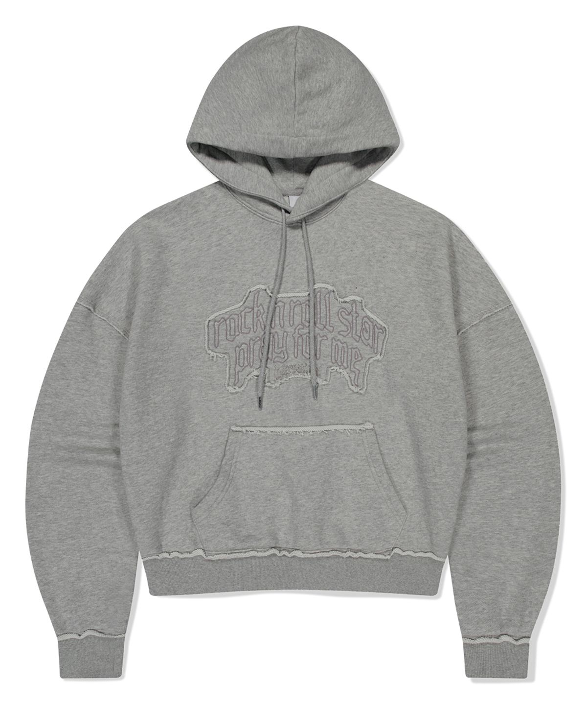 마하그리드(MAHAGRID) RAW CUT PRAY CROP HOODIE GREY(MG2FFFM418A)