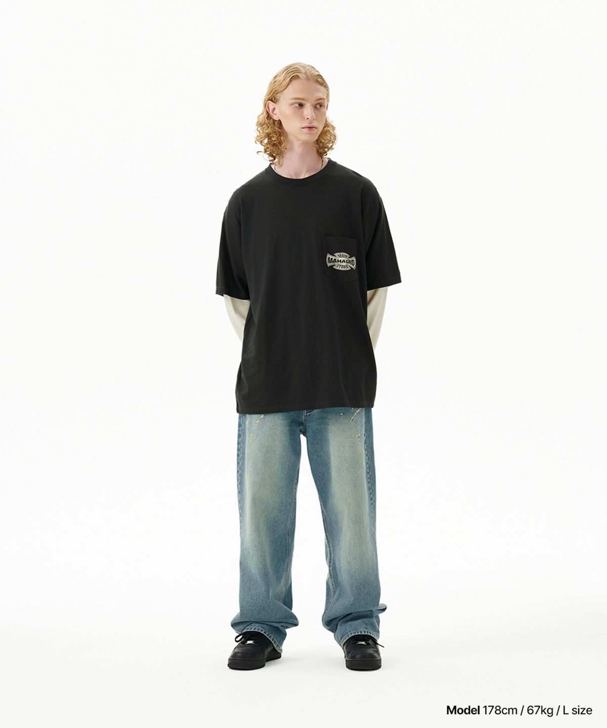 마하그리드(MAHAGRID) CROSS LOGO THERMAL LS TEE CHARCOAL(MG2FFMT571A)