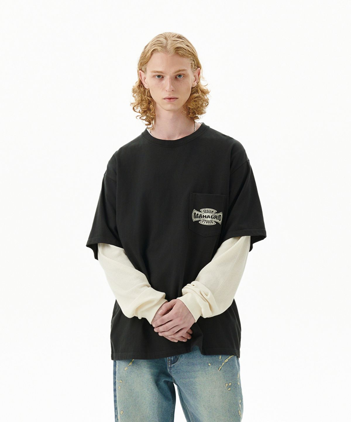 마하그리드(MAHAGRID) CROSS LOGO THERMAL LS TEE CHARCOAL(MG2FFMT571A)