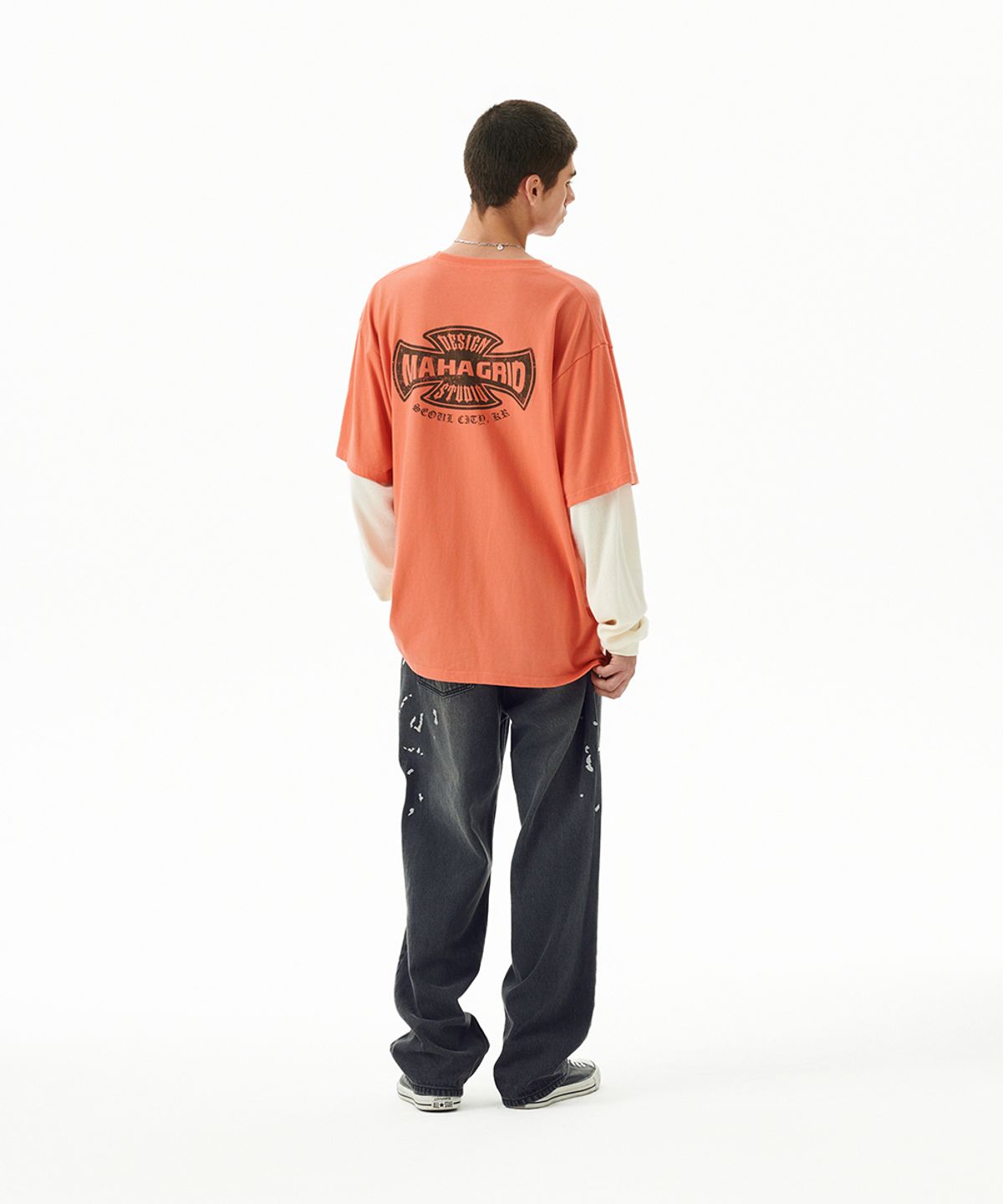 마하그리드(MAHAGRID) CROSS LOGO THERMAL LS TEE ORANGE(MG2FFMT571A)