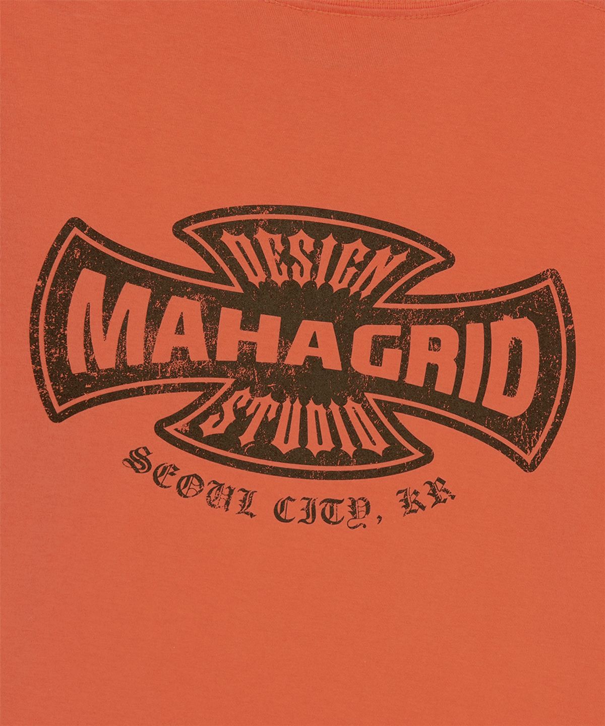 마하그리드(MAHAGRID) CROSS LOGO THERMAL LS TEE ORANGE(MG2FFMT571A)