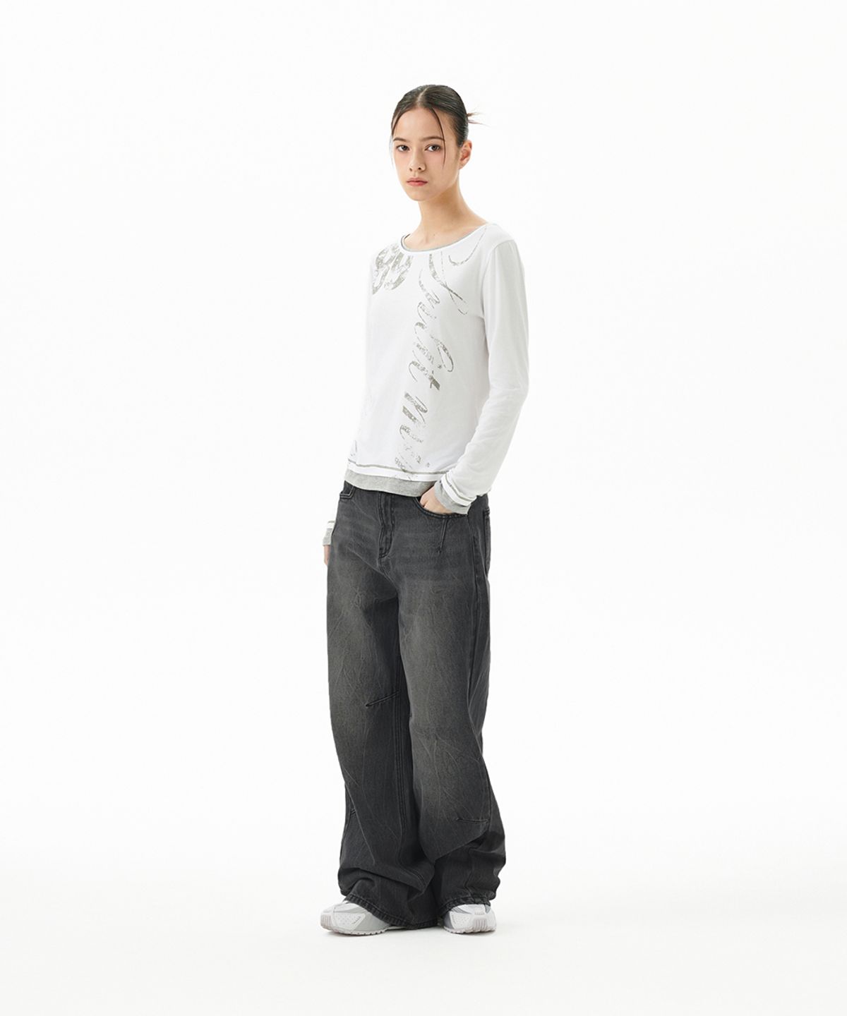 마하그리드(MAHAGRID) TRUTH LAYERED LONG SLEEVE TEE IVORY(MG2FFFT572A)