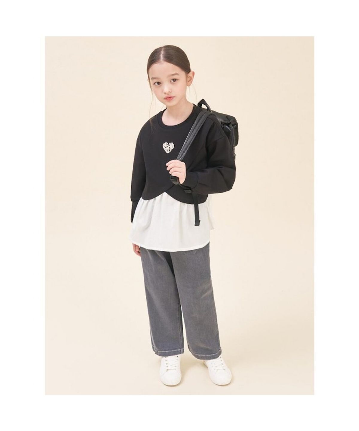 빈폴 키즈(BEANPOLE KIDS) 여아 레이어드형 스웨트 셔츠  블랙 (BI5841G035) (BI5841G035)