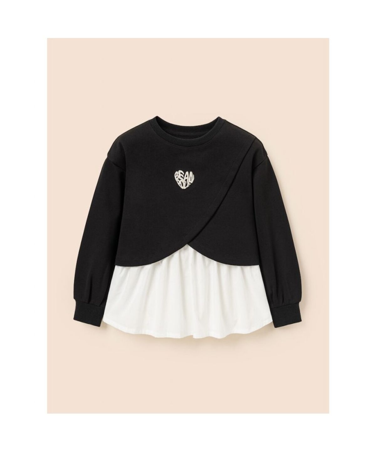 빈폴 키즈(BEANPOLE KIDS) 여아 레이어드형 스웨트 셔츠  블랙 (BI5841G035) (BI5841G035)