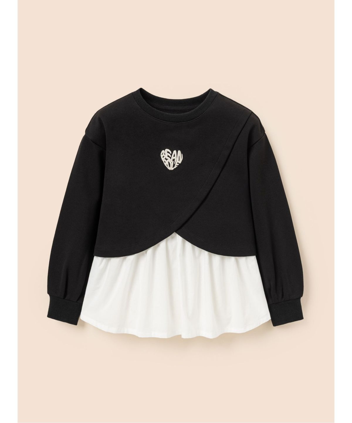 빈폴 키즈(BEANPOLE KIDS) 여아 레이어드형 스웨트 셔츠  블랙 (BI5841G035) (BI5841G035)