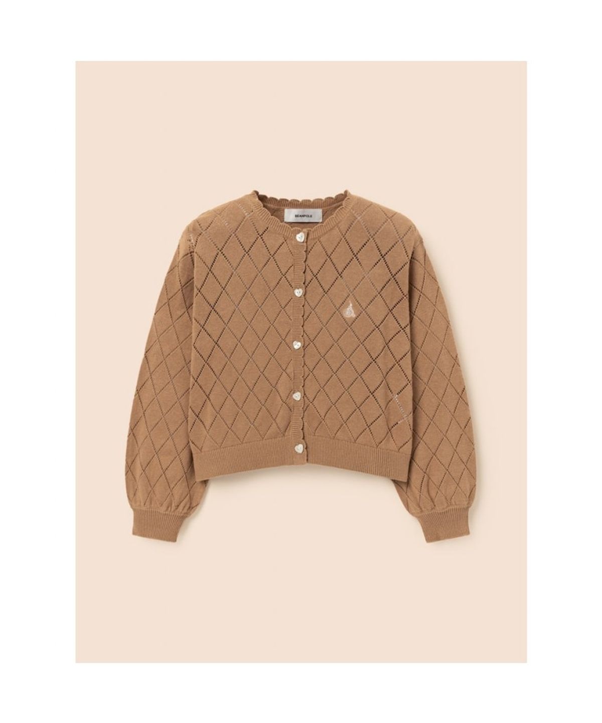 빈폴 키즈(BEANPOLE KIDS) 여아 크로쉐 카디건  옐로이시 브라운 (BI585AG01B)