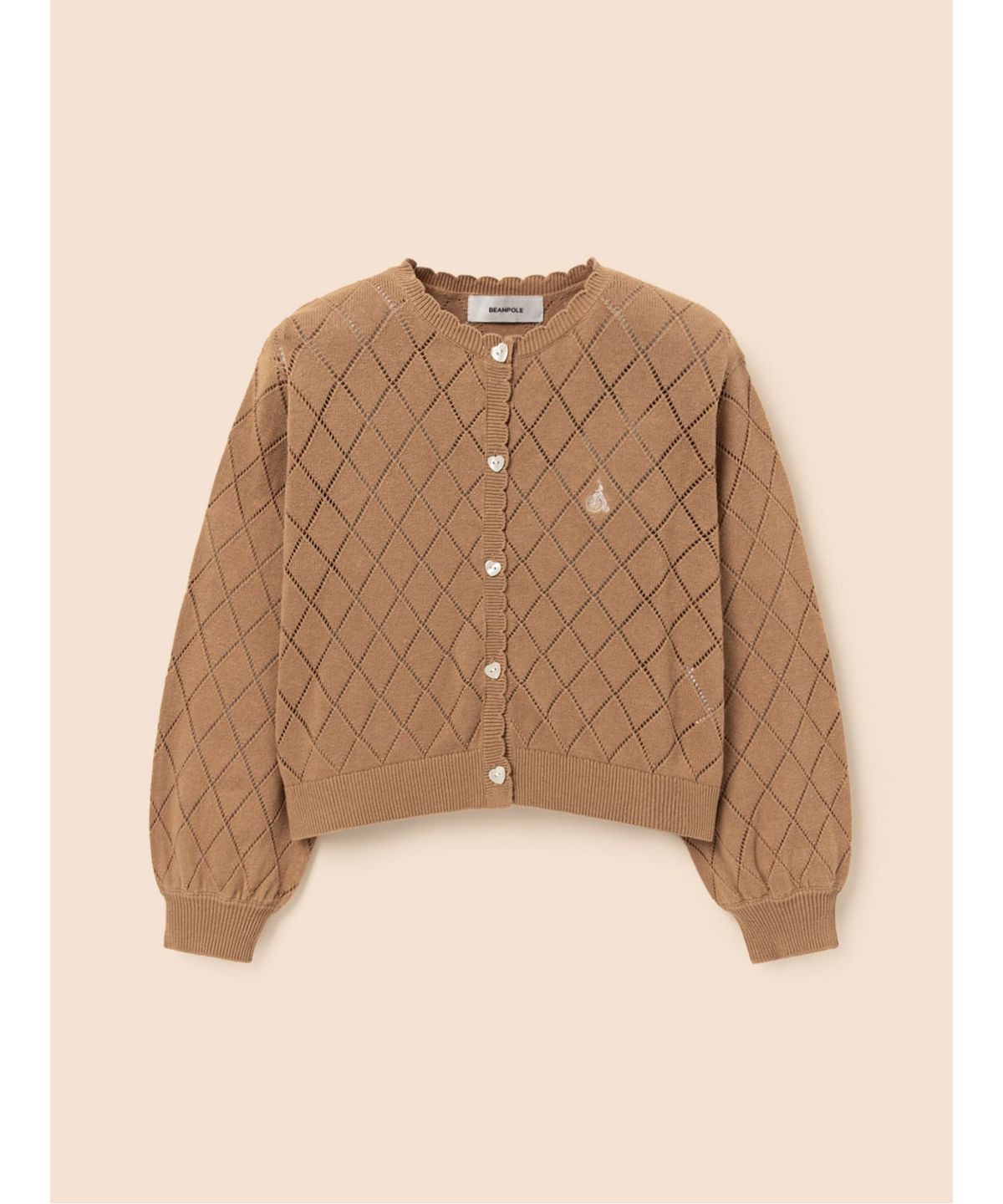 빈폴 키즈(BEANPOLE KIDS) 여아 크로쉐 카디건  옐로이시 브라운 (BI585AG01B)