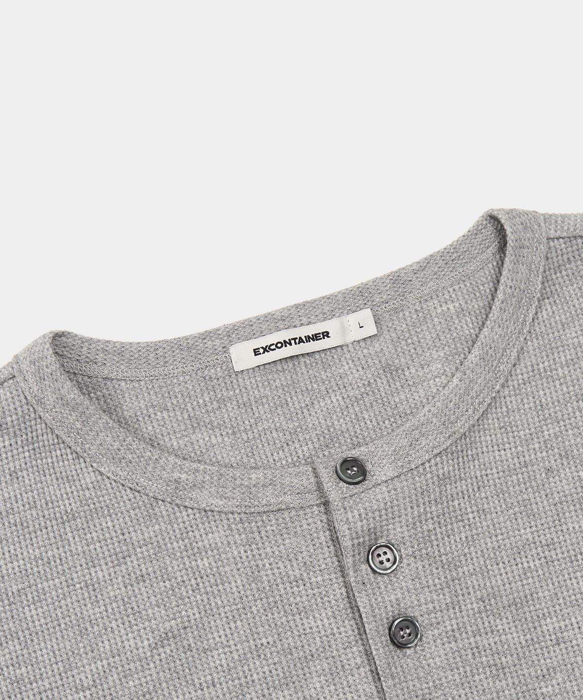 엑스컨테이너(EXCONTAINER) 헨리넥 와플 롱 슬리브 (GREY)
