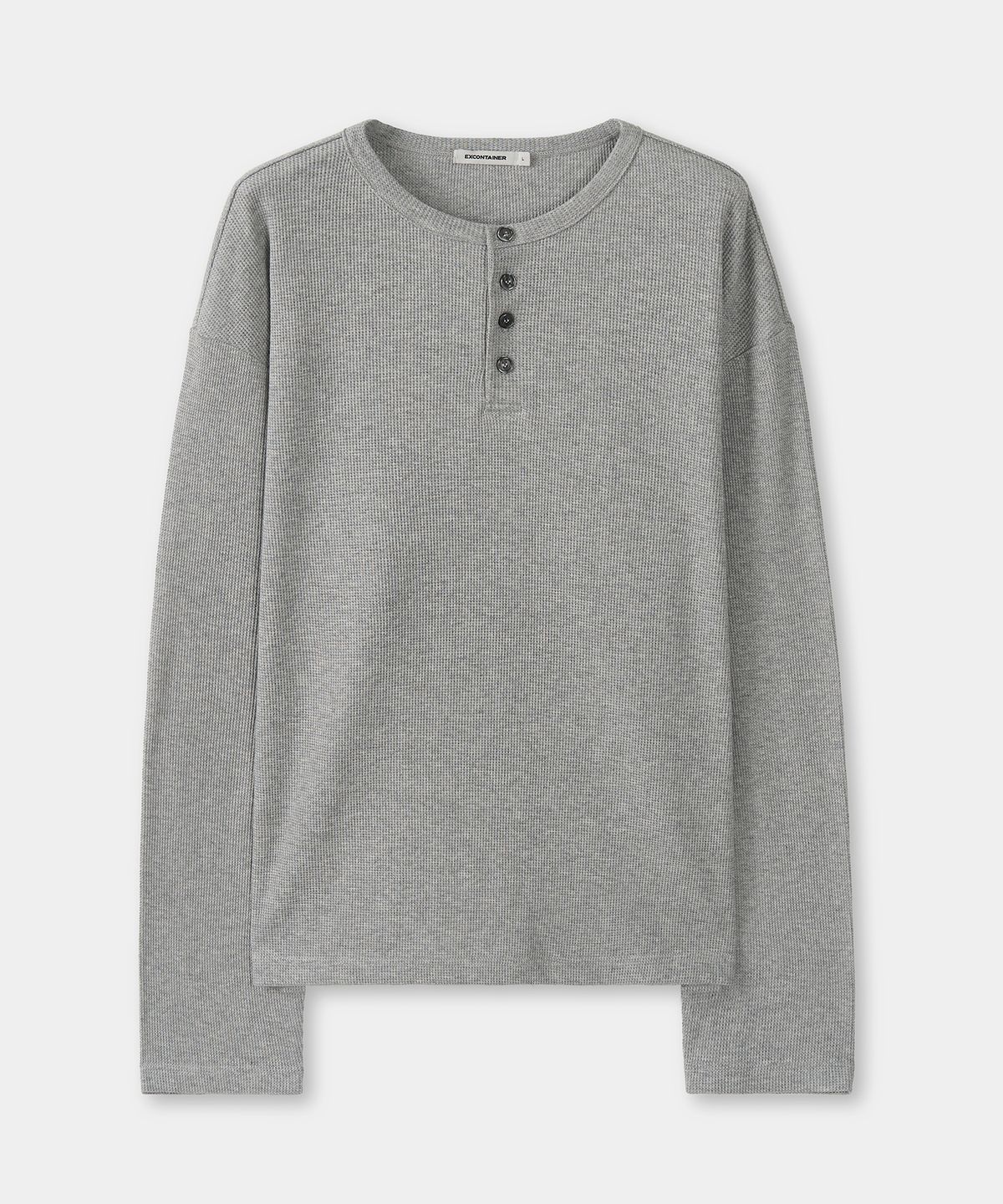 엑스컨테이너(EXCONTAINER) 헨리넥 와플 롱 슬리브 (GREY)