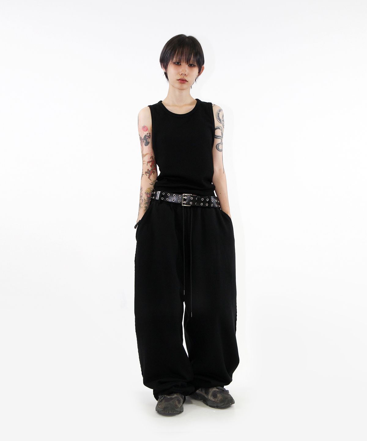 크리건(CRIGUN) Wide Track Pants Max Over Fit BLACK