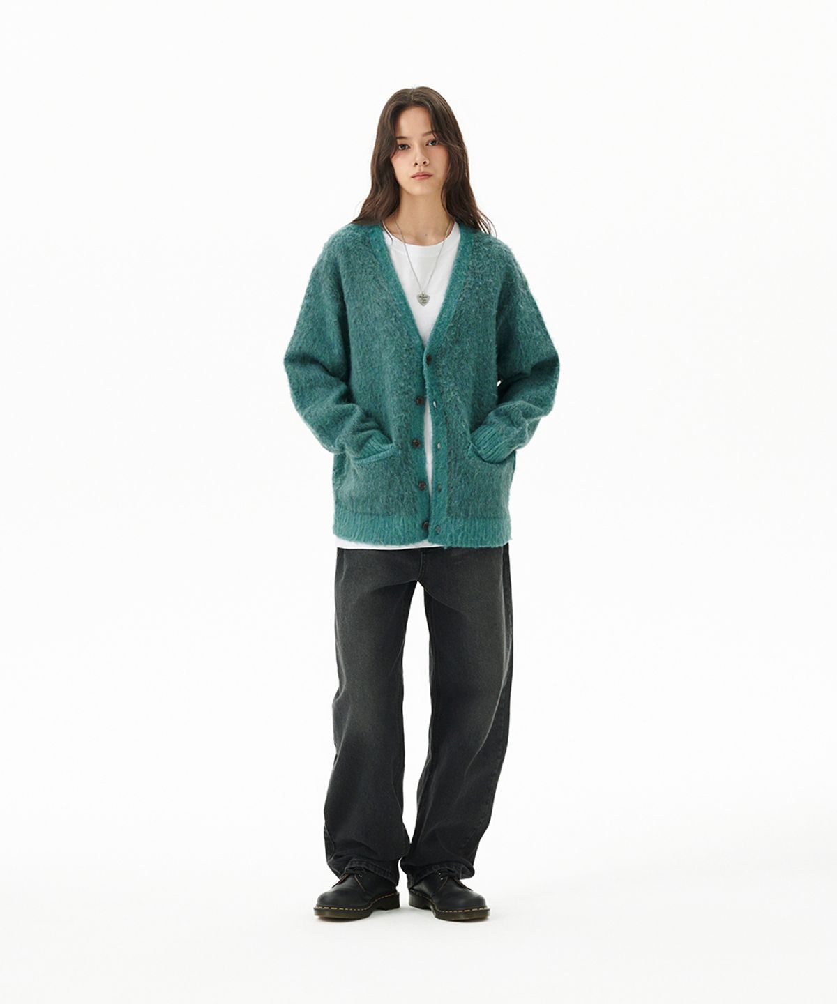 마하그리드(MAHAGRID) MIXED HAIRY KNIT CARDIGAN MINT(MG2FFMK681A)
