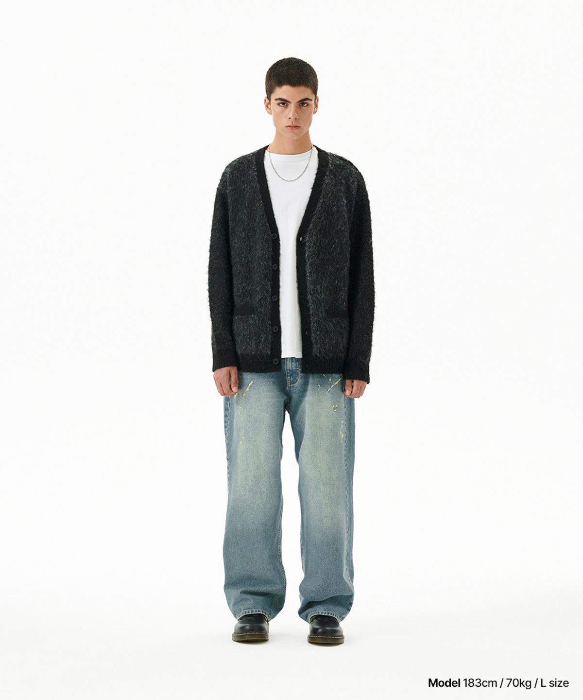 마하그리드(MAHAGRID) MIXED HAIRY KNIT CARDIGAN BLACK(MG2FFMK681A)