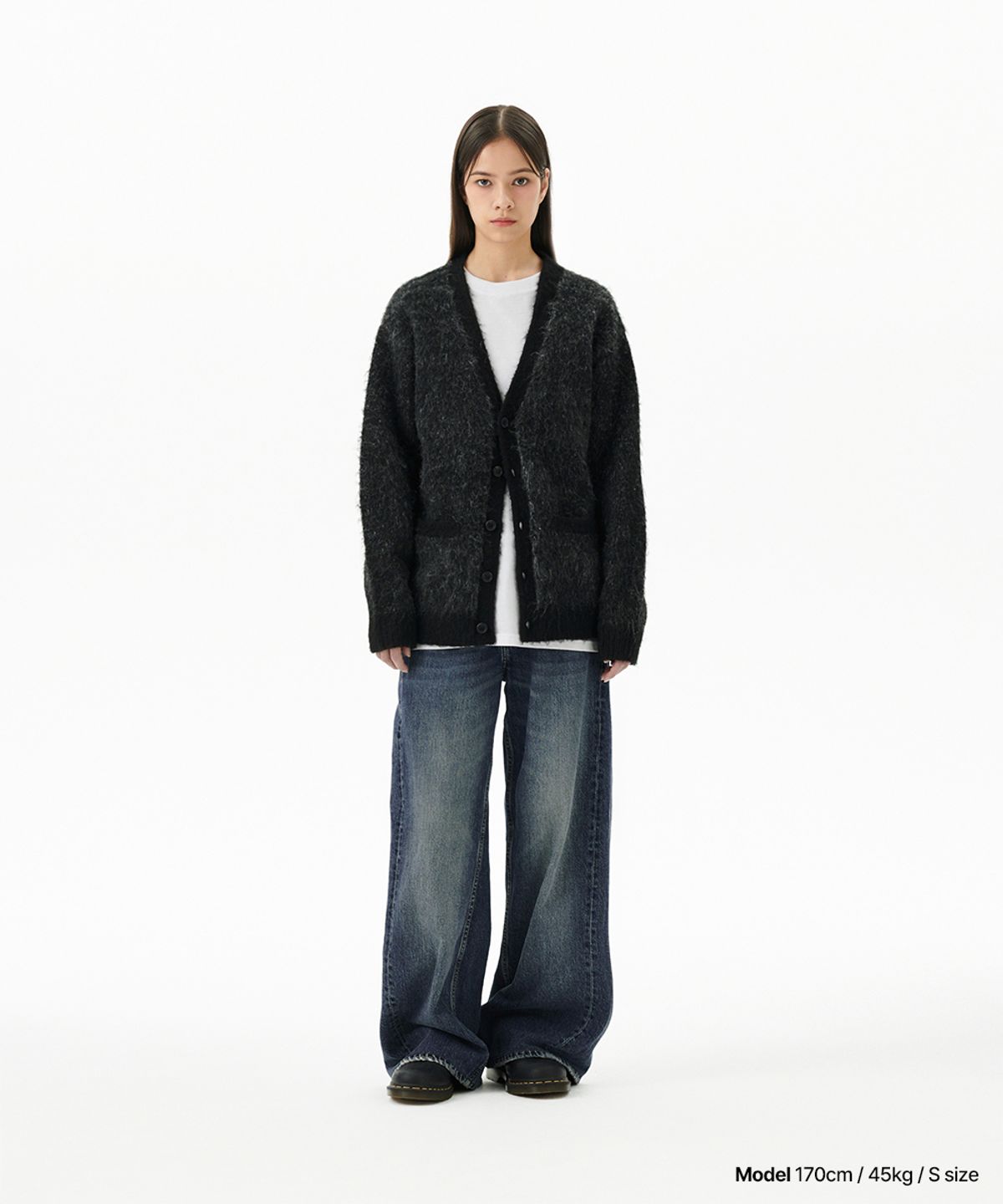 마하그리드(MAHAGRID) MIXED HAIRY KNIT CARDIGAN BLACK(MG2FFMK681A)