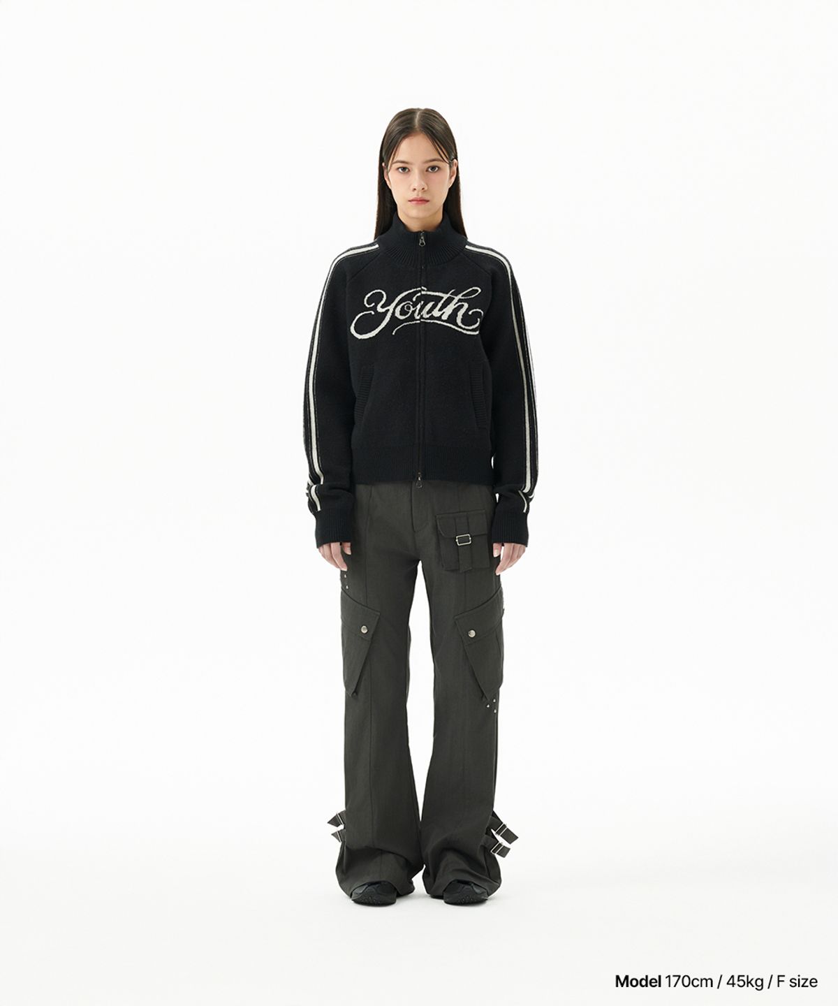 마하그리드(MAHAGRID) YOUTH ZIP UP CARDIGAN BLACK(MG2FFFK682A)
