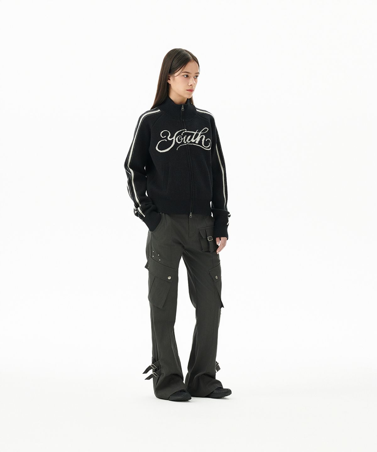 마하그리드(MAHAGRID) YOUTH ZIP UP CARDIGAN BLACK(MG2FFFK682A)
