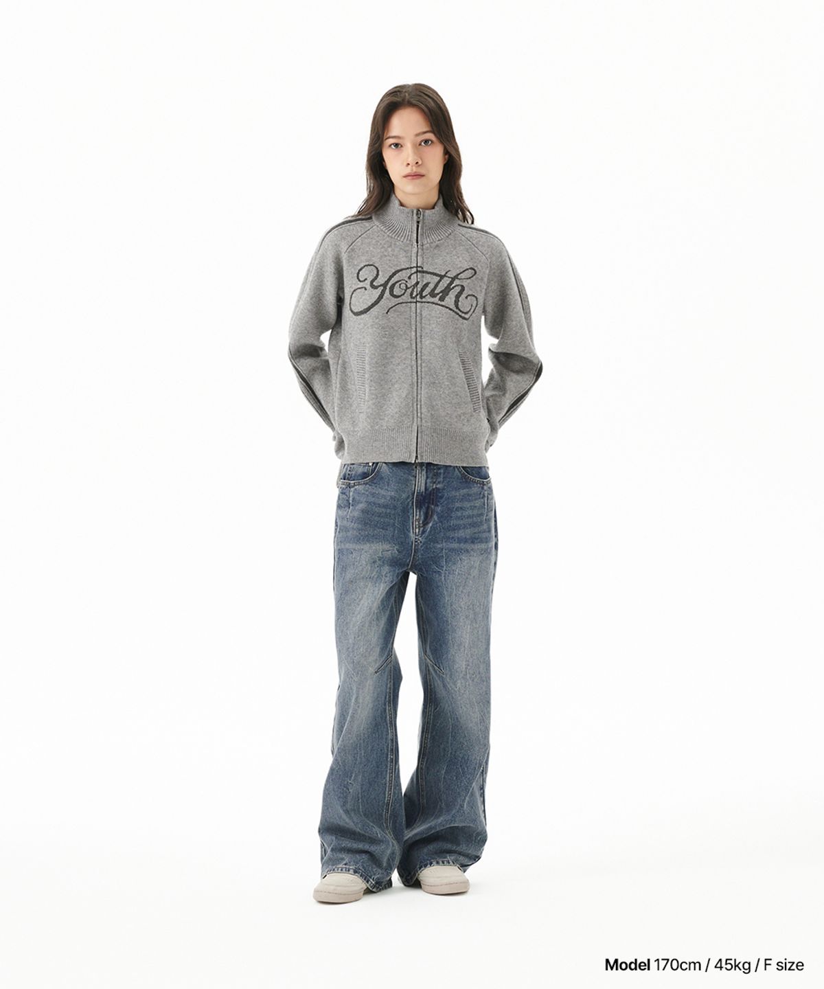 마하그리드(MAHAGRID) YOUTH ZIP UP CARDIGAN GREY(MG2FFFK682A)