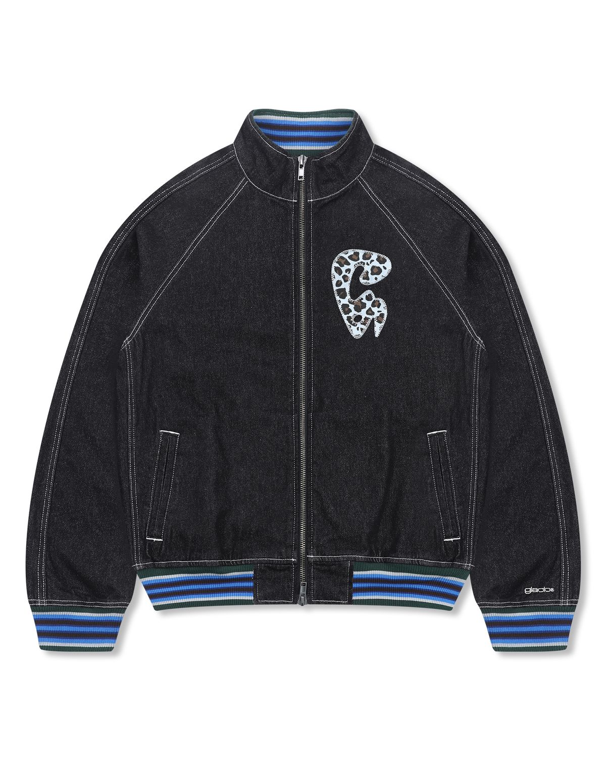 글랙(GLACK) GJ105 컬러립 데님 블루종 자켓 (BLACK)