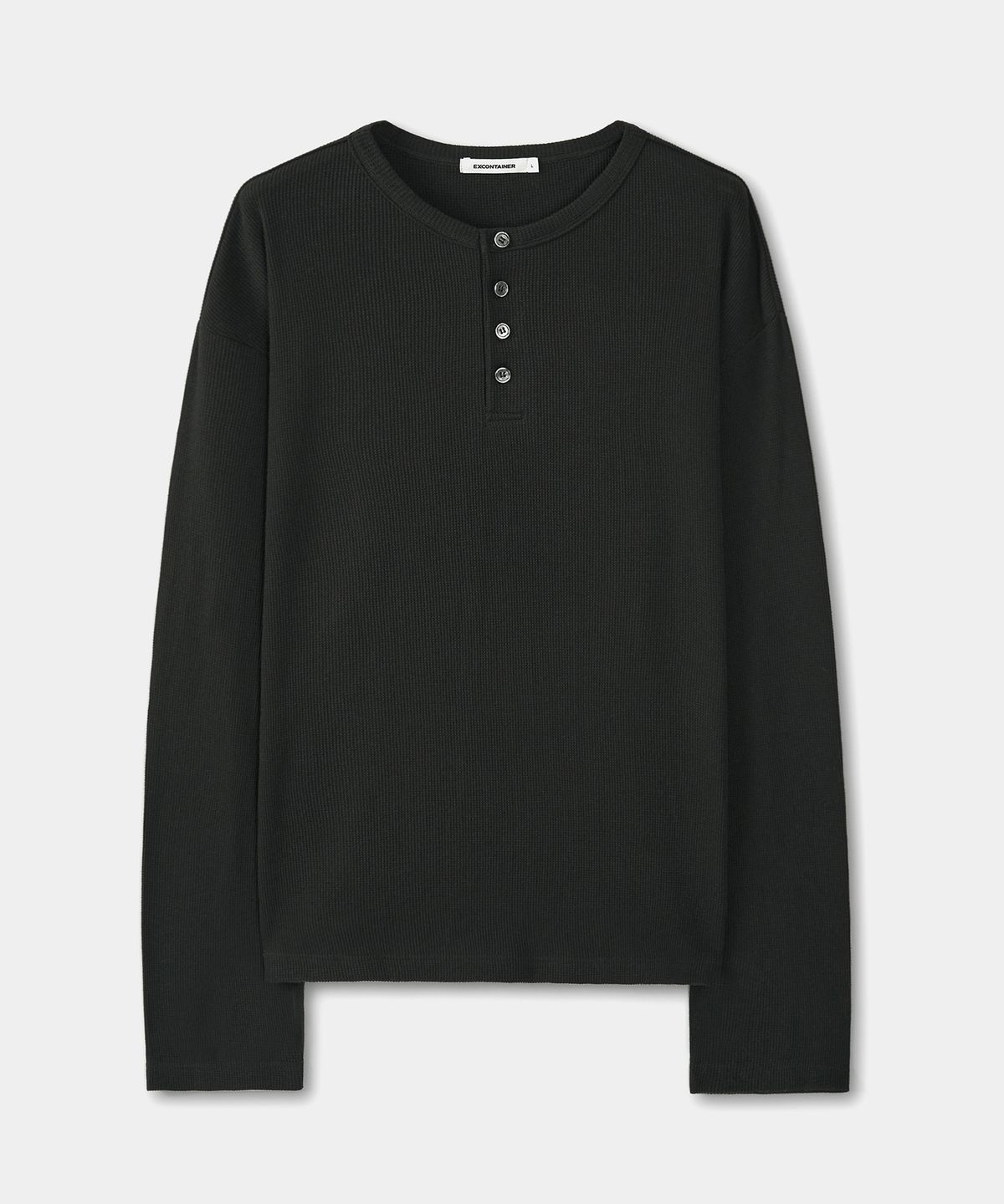 엑스컨테이너(EXCONTAINER) 헨리넥 와플 롱 슬리브 (BLACK)