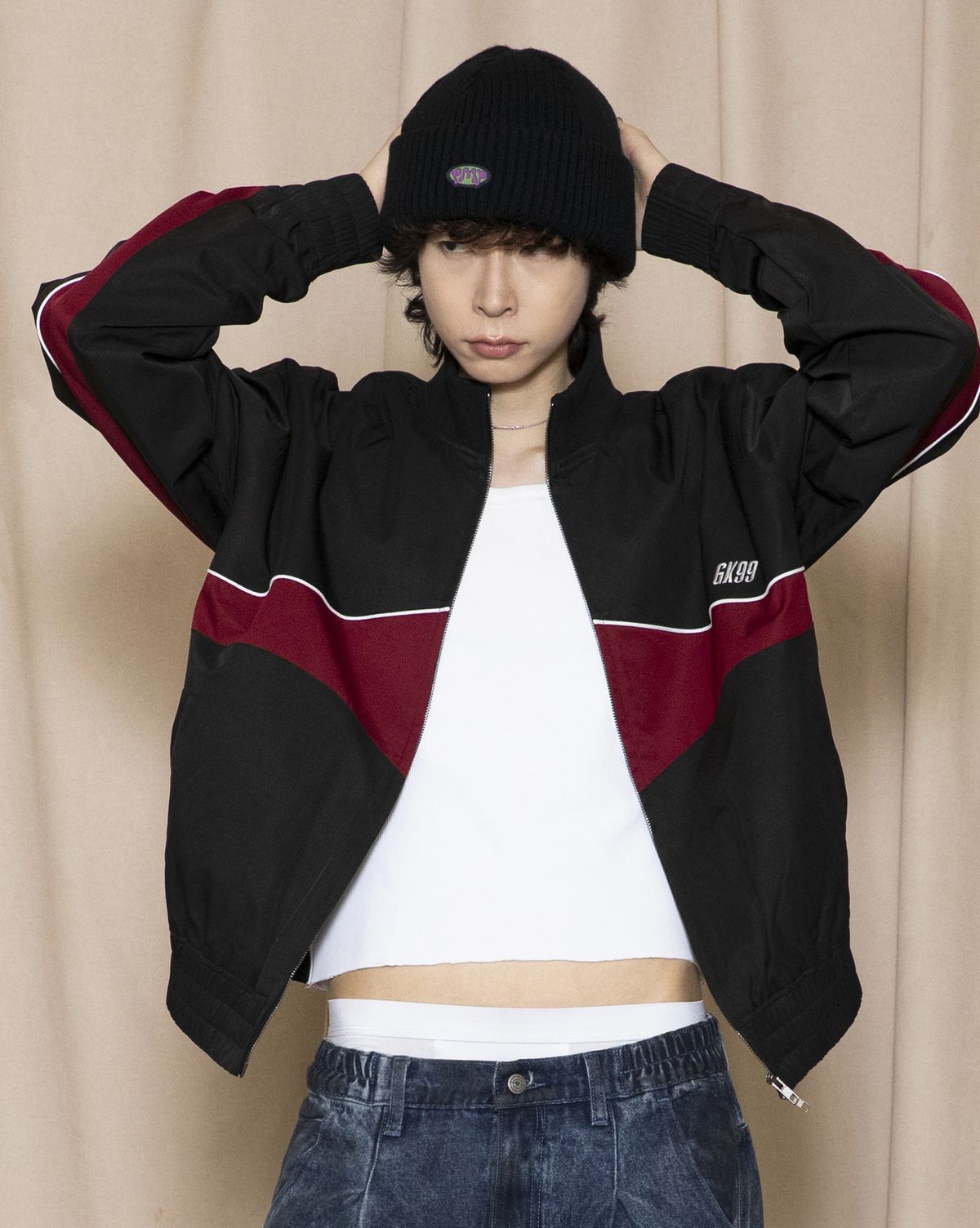 글랙(GLACK) GJ104 파이핑 라인 트랙 자켓 (BLACK)