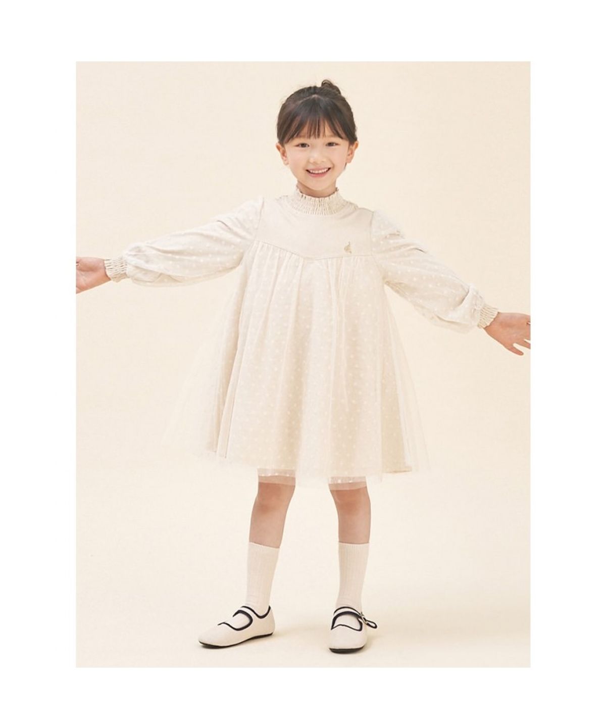 빈폴 키즈(BEANPOLE KIDS) [러블리 빙키 걸즈] 반목 트윙클 샤 원피스  아이보리 (BI5871G050)