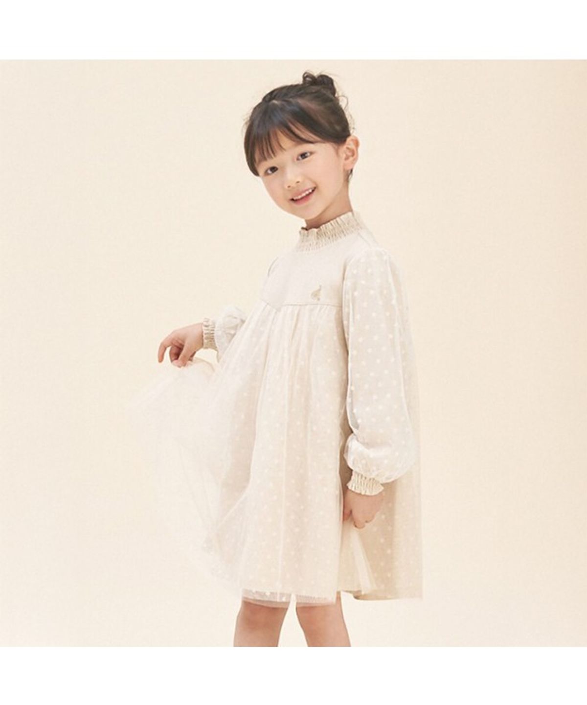빈폴 키즈(BEANPOLE KIDS) [러블리 빙키 걸즈] 반목 트윙클 샤 원피스  아이보리 (BI5871G050)