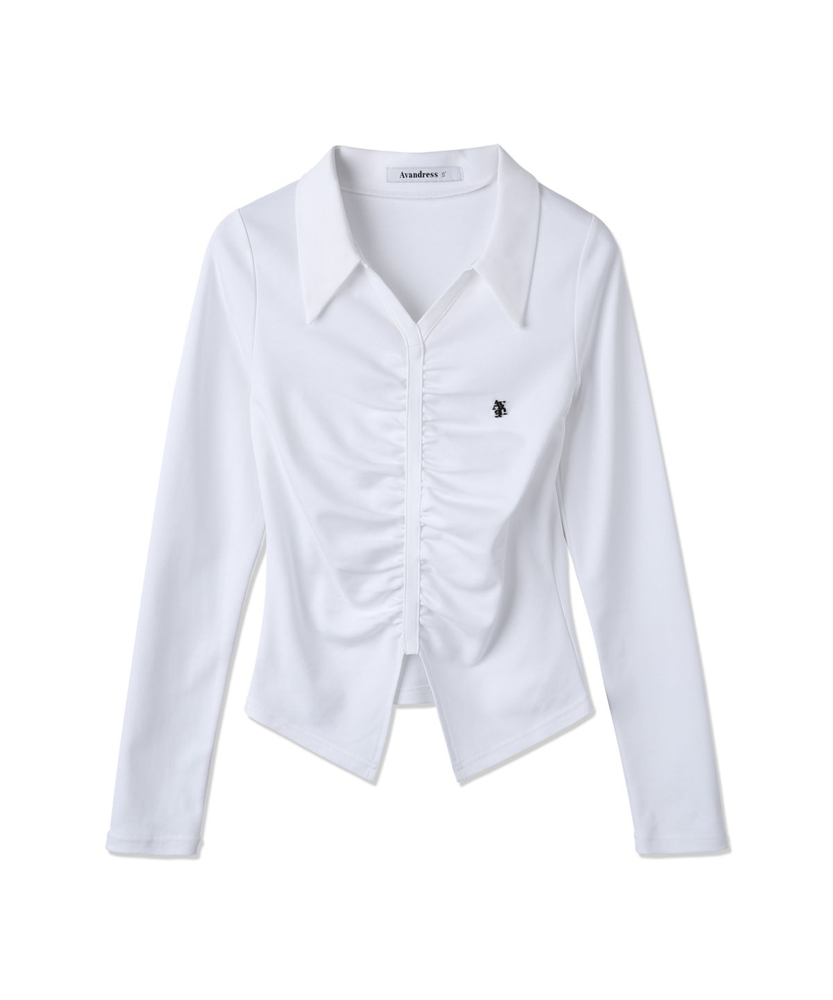 어반드레스(AVANDRESS) V Shirring Collar Long Sleeve_3Colors