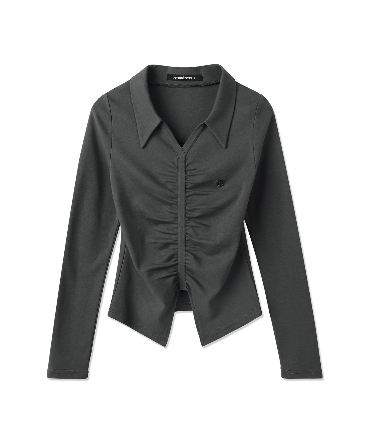 어반드레스(AVANDRESS) V Shirring Collar Long Sleeve_3Colors