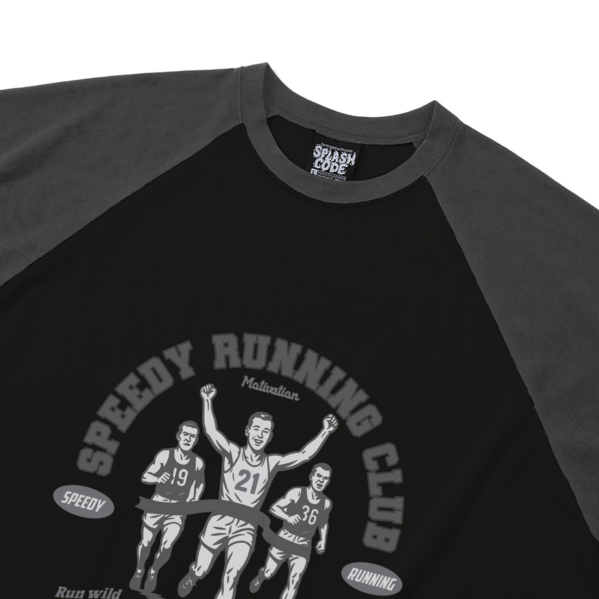 스플래시코드(SPLASHCODE) 래글런 롱슬리브 블랙 - 스피디 런닝 클럽(Speedy Running Club)