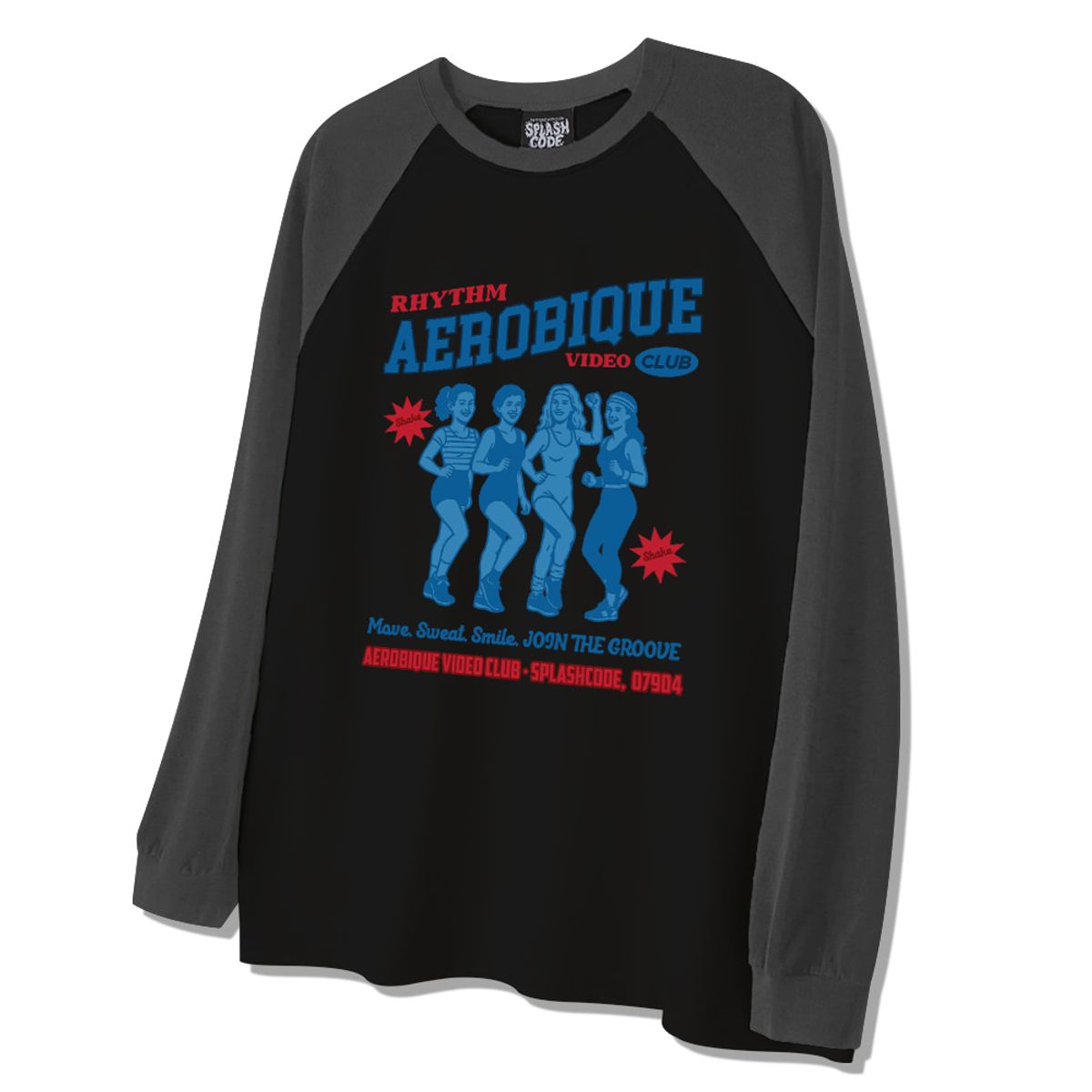 스플래시코드(SPLASHCODE) 래글런 롱슬리브 블랙 - 에어로빅 비디오 클럽(Aerobique Video Club)