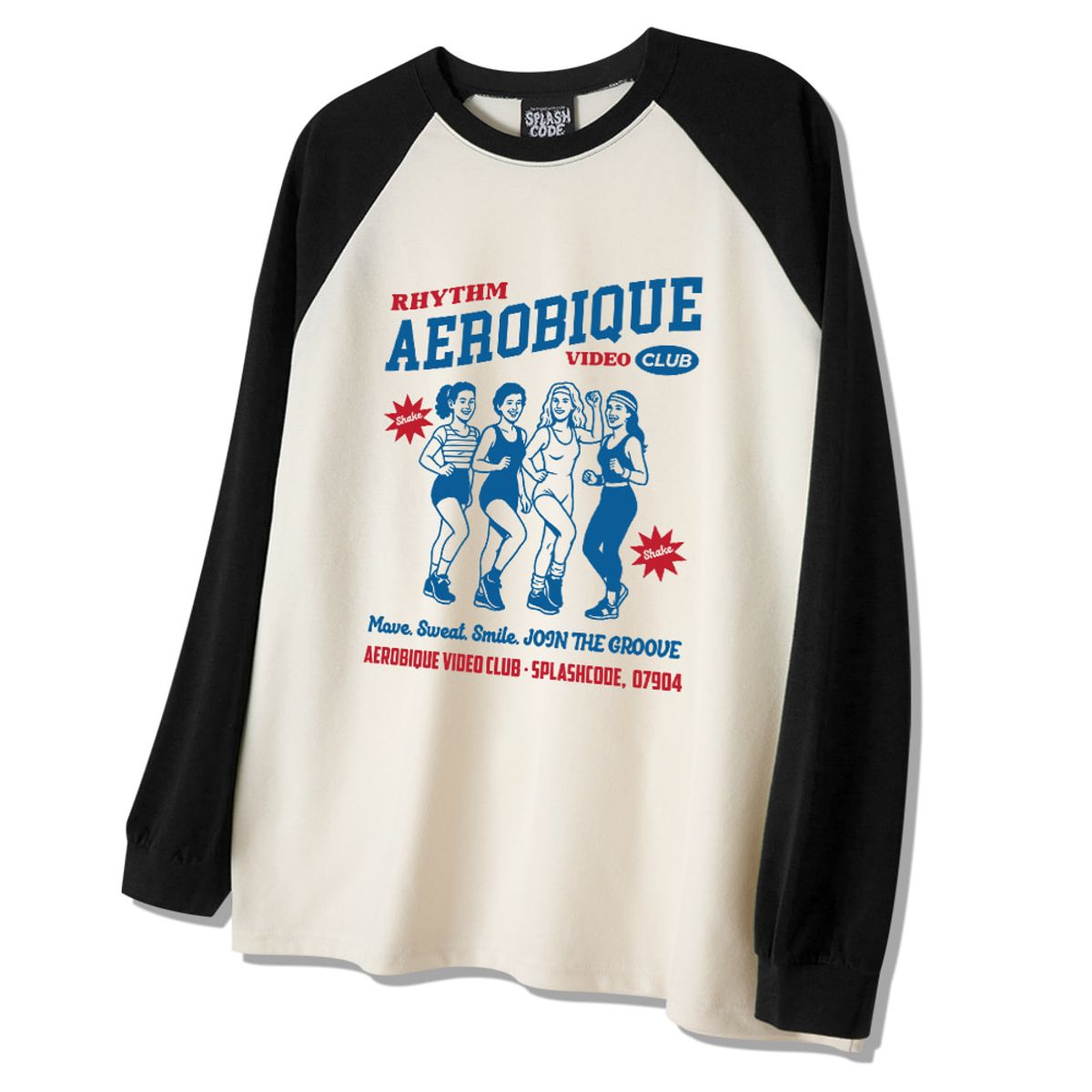스플래시코드(SPLASHCODE) 래글런 롱슬리브 크림 - 에어로빅 비디오 클럽(Aerobique Video Club)