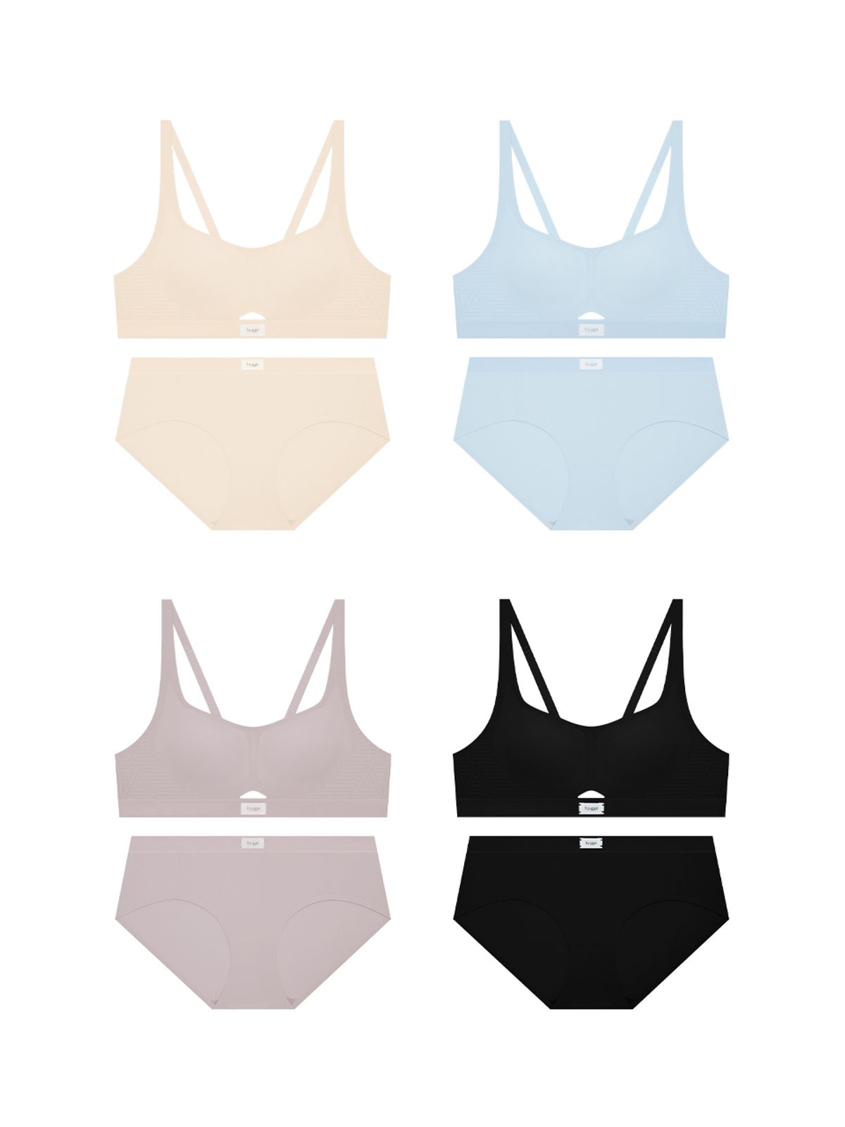 휘게 언더웨어(HYGGE UNDERWEAR) 하프스퀘어 프리컷 브라 팬티 세트