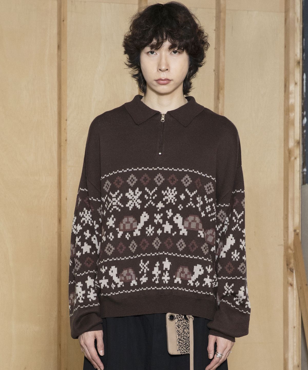 글랙(GLACK) GNT049 터틀즈 페어아일 노르딕 니트 (BROWN)