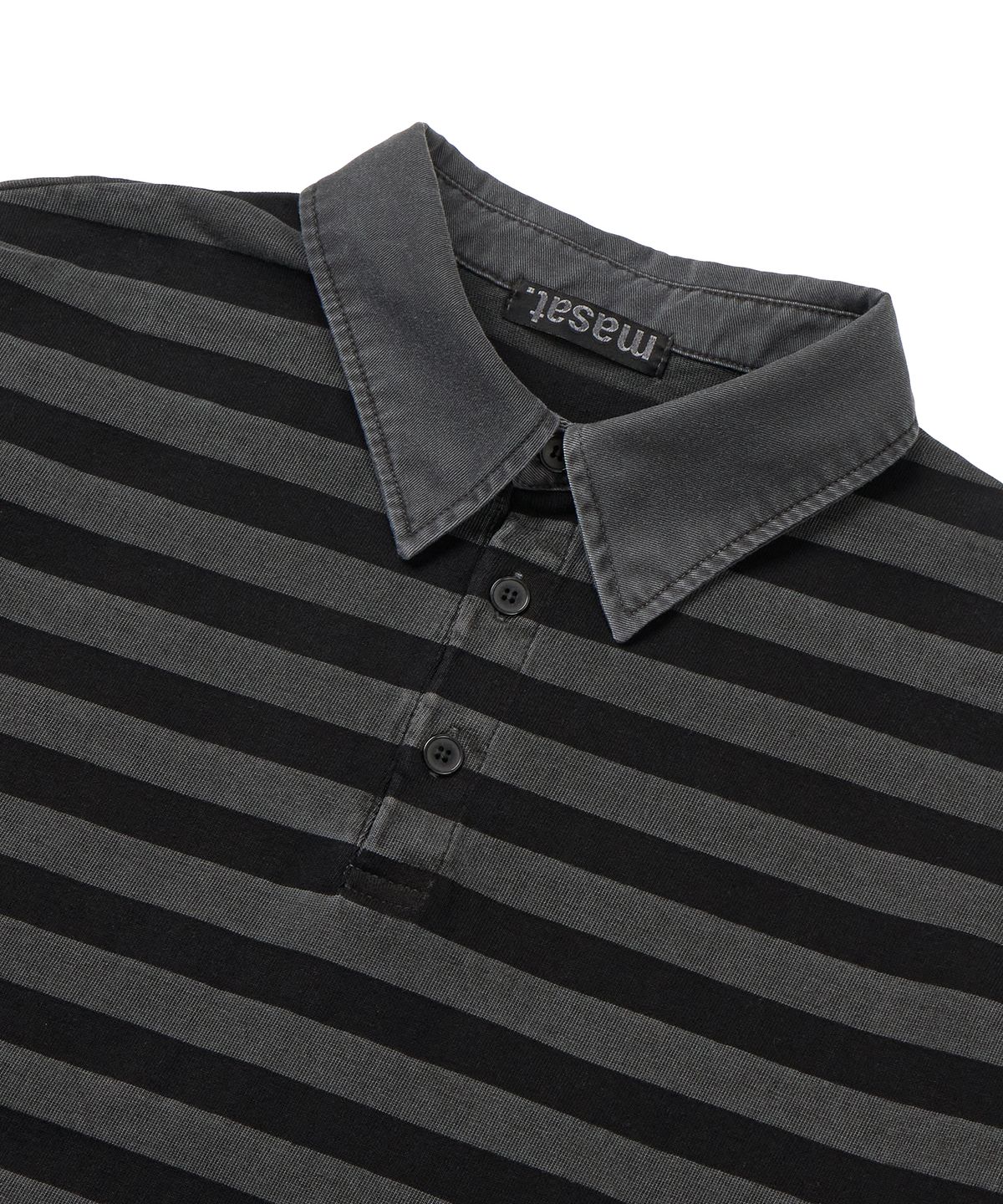 마사트(MASAT) P. Vintage Stripe Rugby Shirt _ Dark Gray