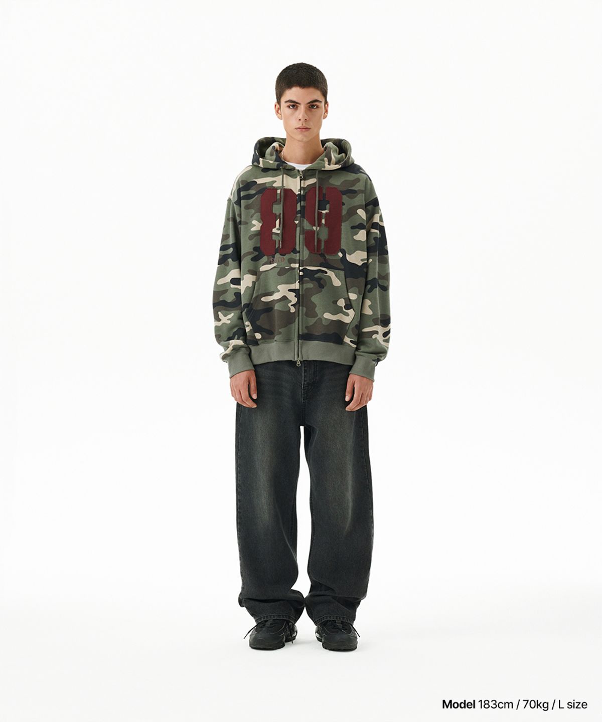 마하그리드(MAHAGRID) CAMO APPLIQUE ZIP UP HOODIE GREEN(MG2FFMM499A)