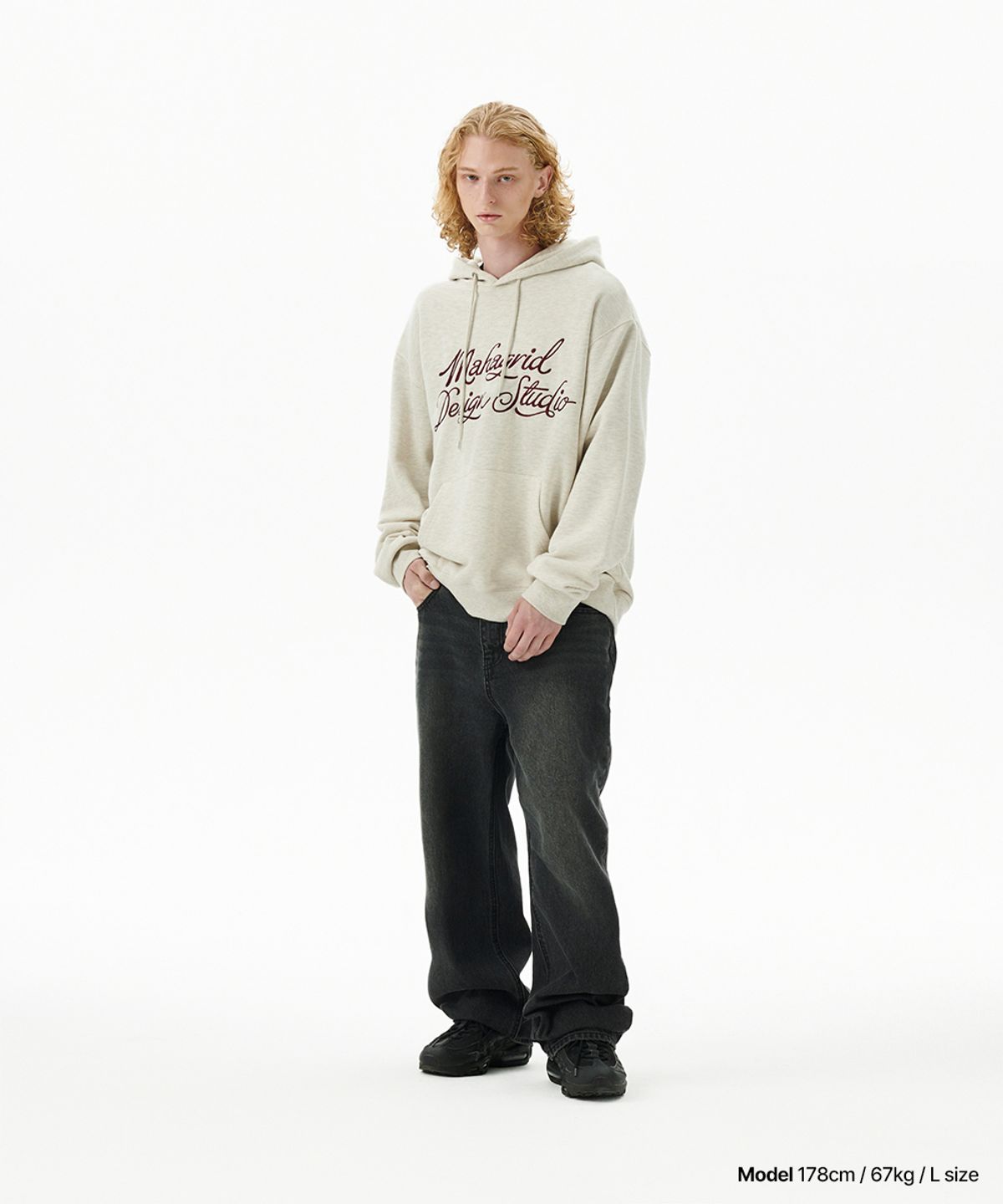 마하그리드(MAHAGRID) LETTER INK LOGO HOODIE OATMEAL(MG2FFMM416A)