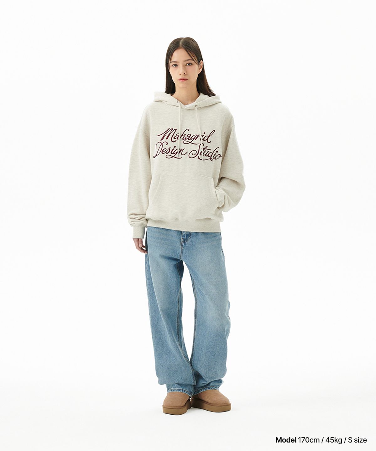 마하그리드(MAHAGRID) LETTER INK LOGO HOODIE OATMEAL(MG2FFMM416A)