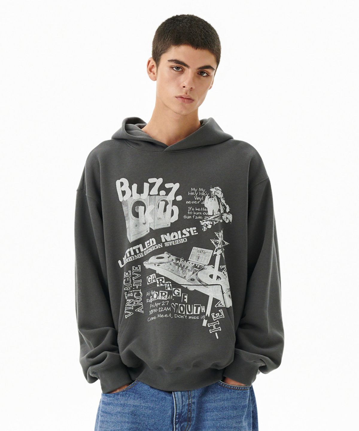 마하그리드(MAHAGRID) BUZZ KID HOODIE CHARCOAL(MG2FFMM415A)