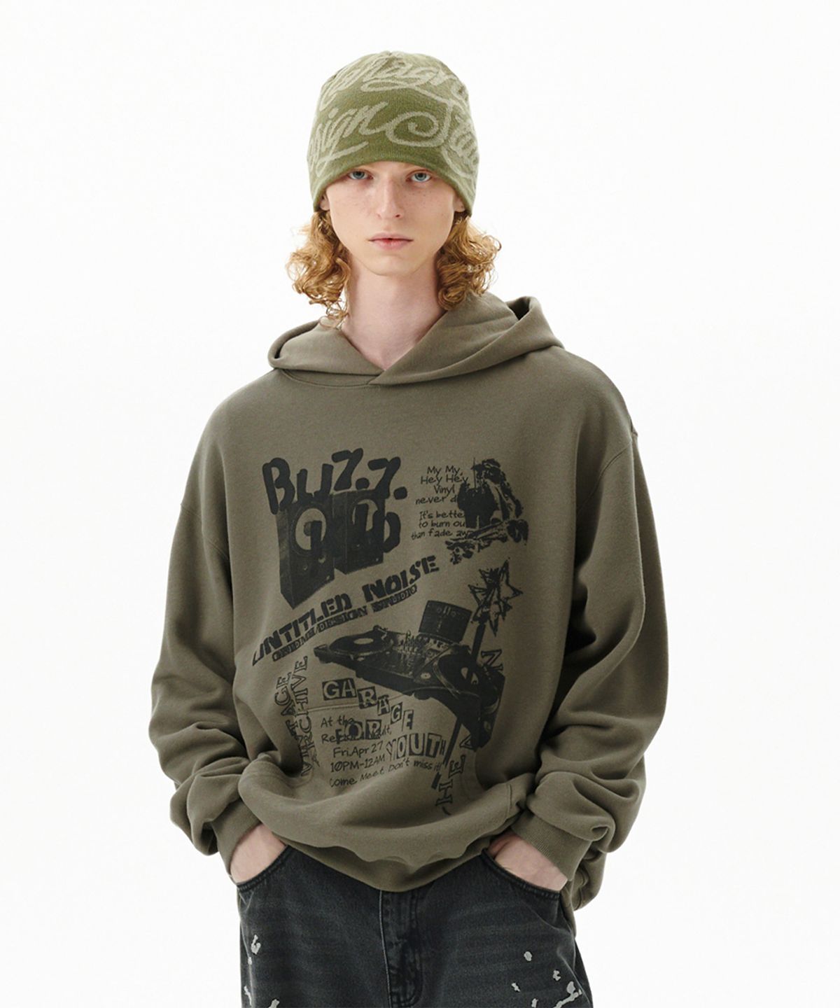 마하그리드(MAHAGRID) BUZZ KID HOODIE KHAKI(MG2FFMM415A)