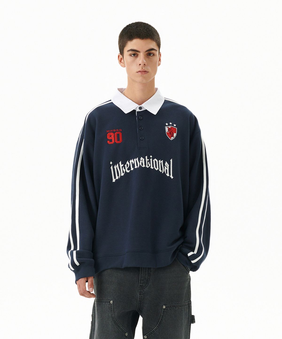 마하그리드(MAHAGRID) TRACK COLLAR SWEATSHIRT NAVY(MG2FFMM471A)