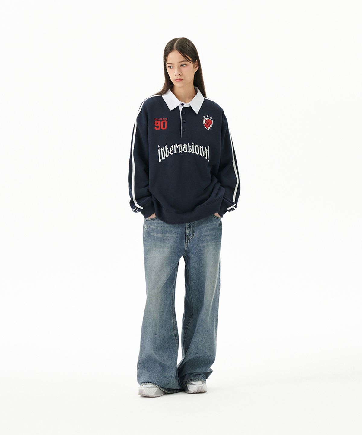 마하그리드(MAHAGRID) TRACK COLLAR SWEATSHIRT NAVY(MG2FFMM471A)