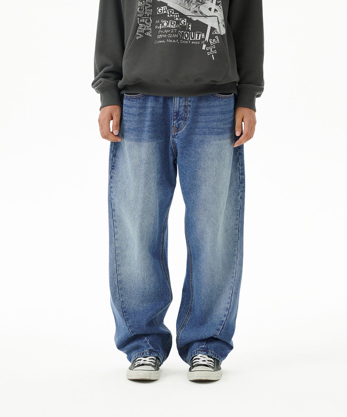 마하그리드(MAHAGRID) BACK LOGO WASHED DENIM PANT BLUE(MG2FFMD112A)