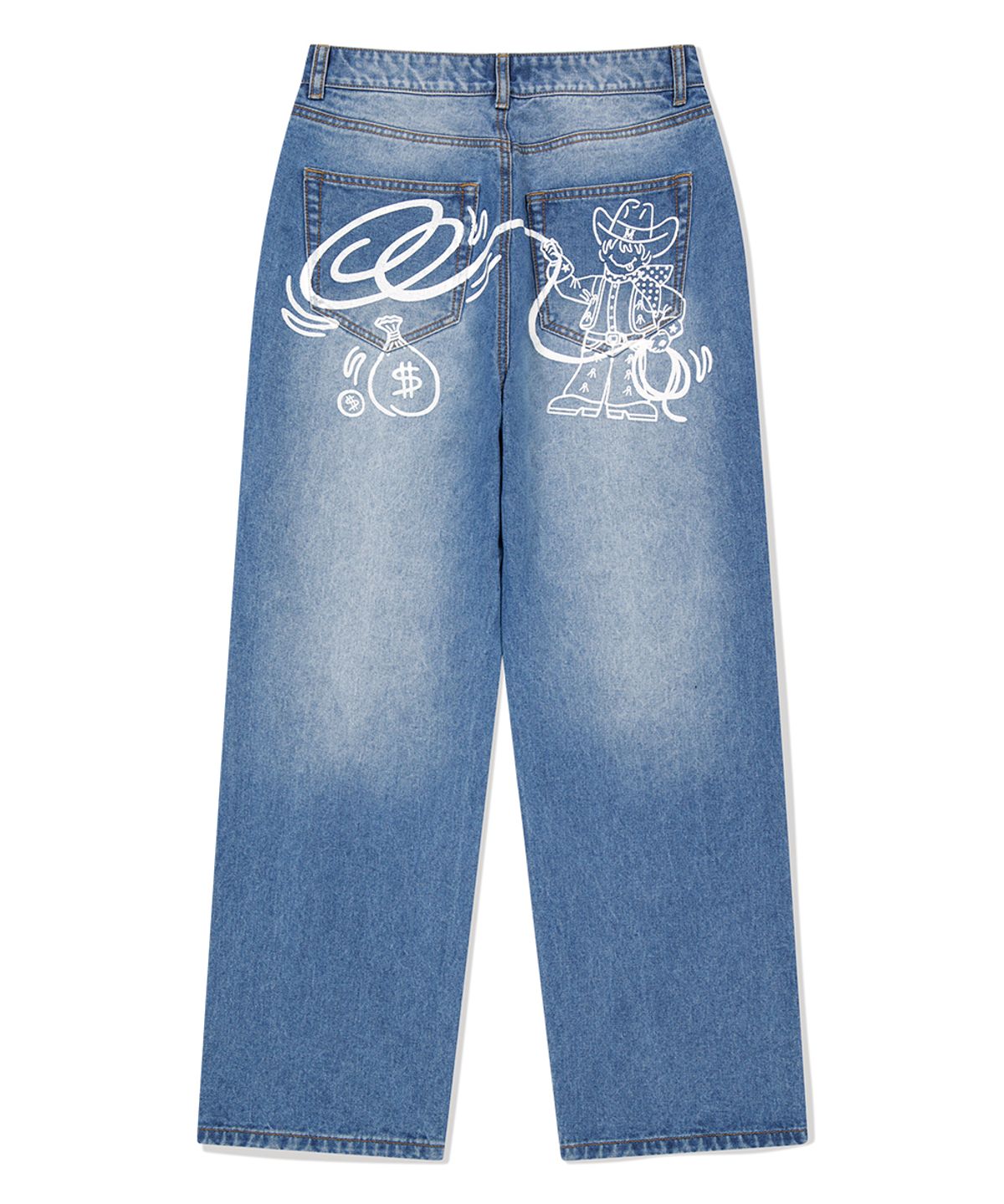 마하그리드(MAHAGRID) BACK LOGO WASHED DENIM PANT BLUE(MG2FFMD112A)